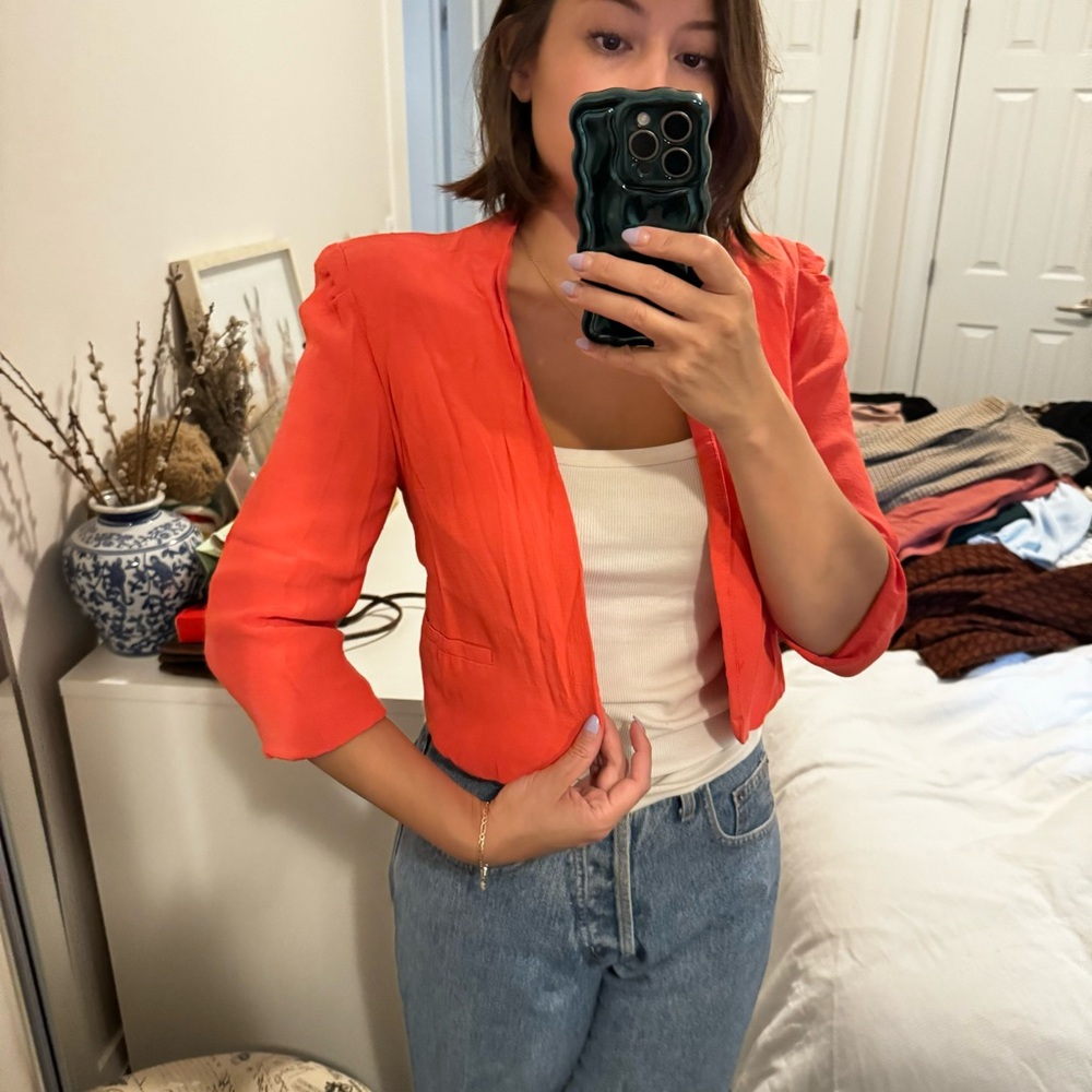 Topshop bright pink cropped blazer (size 6US)